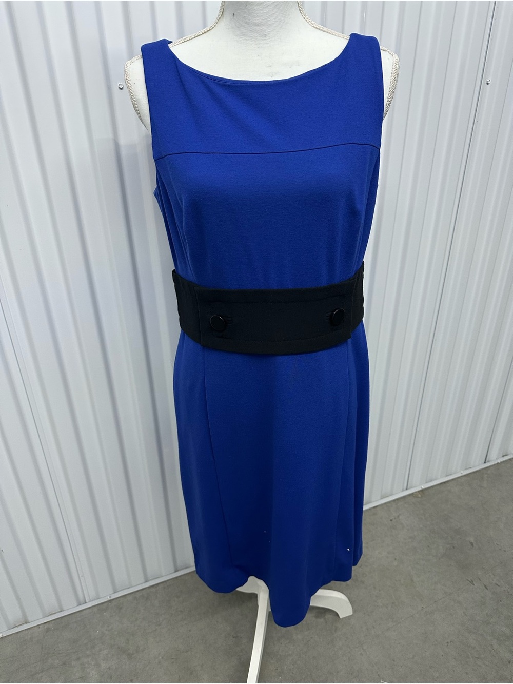 Ann Taylor Royal Blue Sleeveless Dress with Black Waist Panel - Size 8